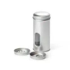 Kruidenblik rond met strooier - Zilver - 50 x 105 mm