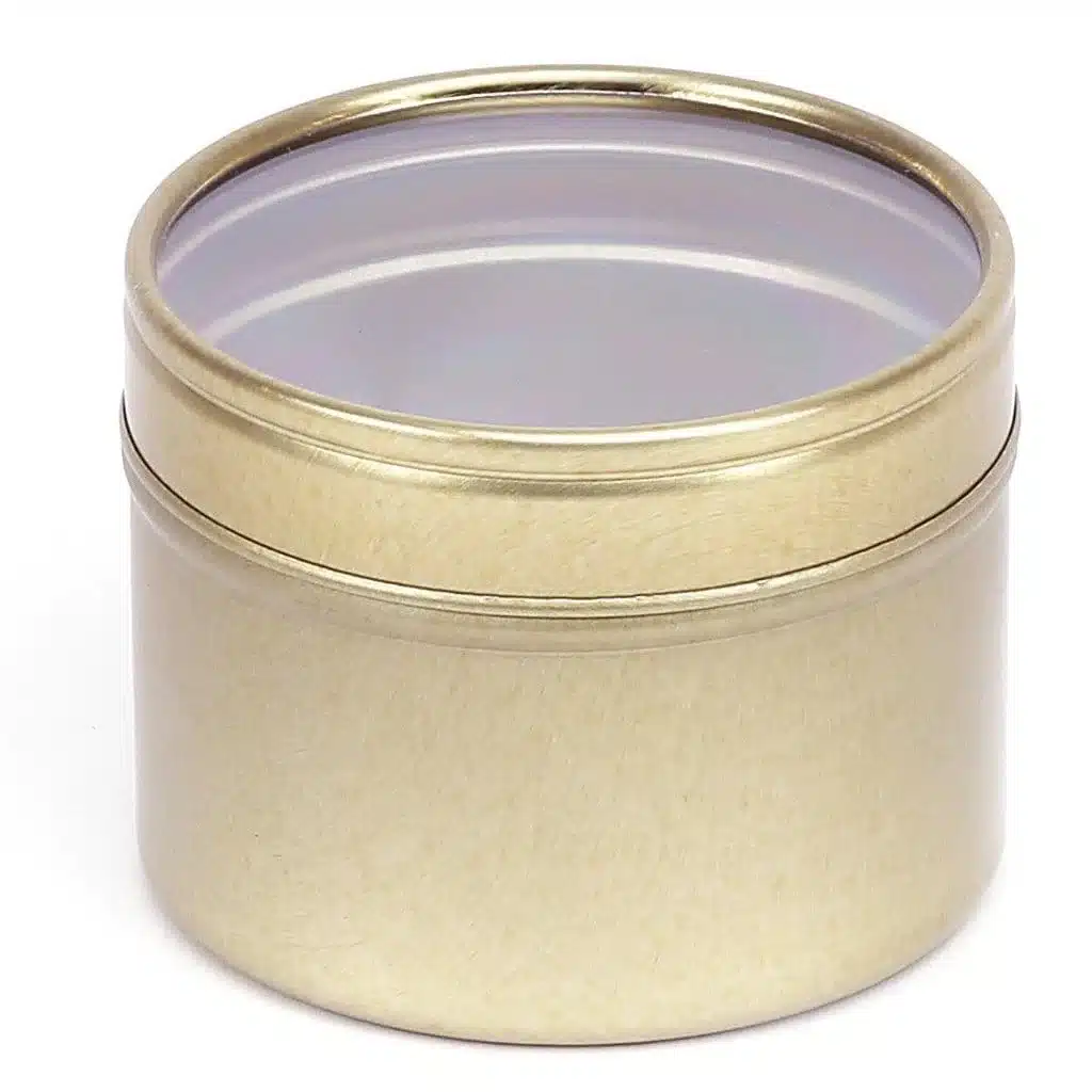 Kruidenblik rond met venster - Goud - 64 x 45 mm
