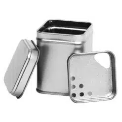 Kruidenblik vierkant met strooier - Zilver - 53 x 53 x 72 mm